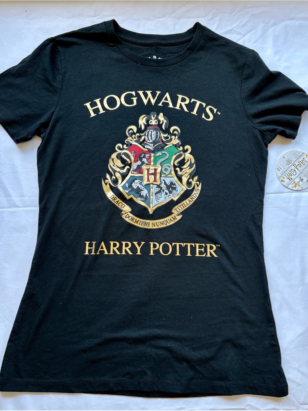 NWT Universal Studios Black Harry Potter Logo Tee with gold metallic logo